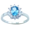 18K White Gold Plated Oval Topaz CZ Ring